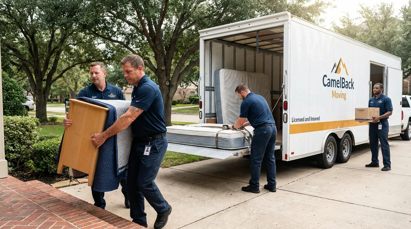 Crew loading residential truck for cross-state move from Mount Carmel, IL