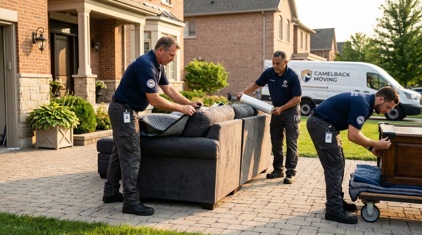Large estate moving crew wrapping furniture in Mount Carmel, IL